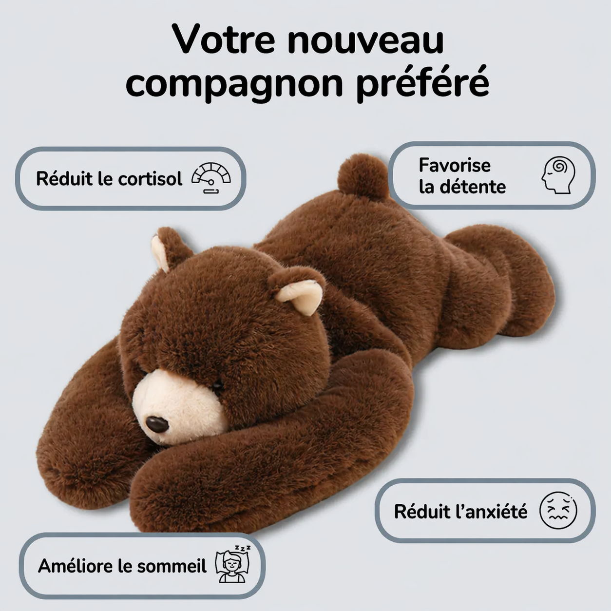 CalmBuddy™ – La Peluche Anti-Stress qui Te Serre dans Ses Bras
